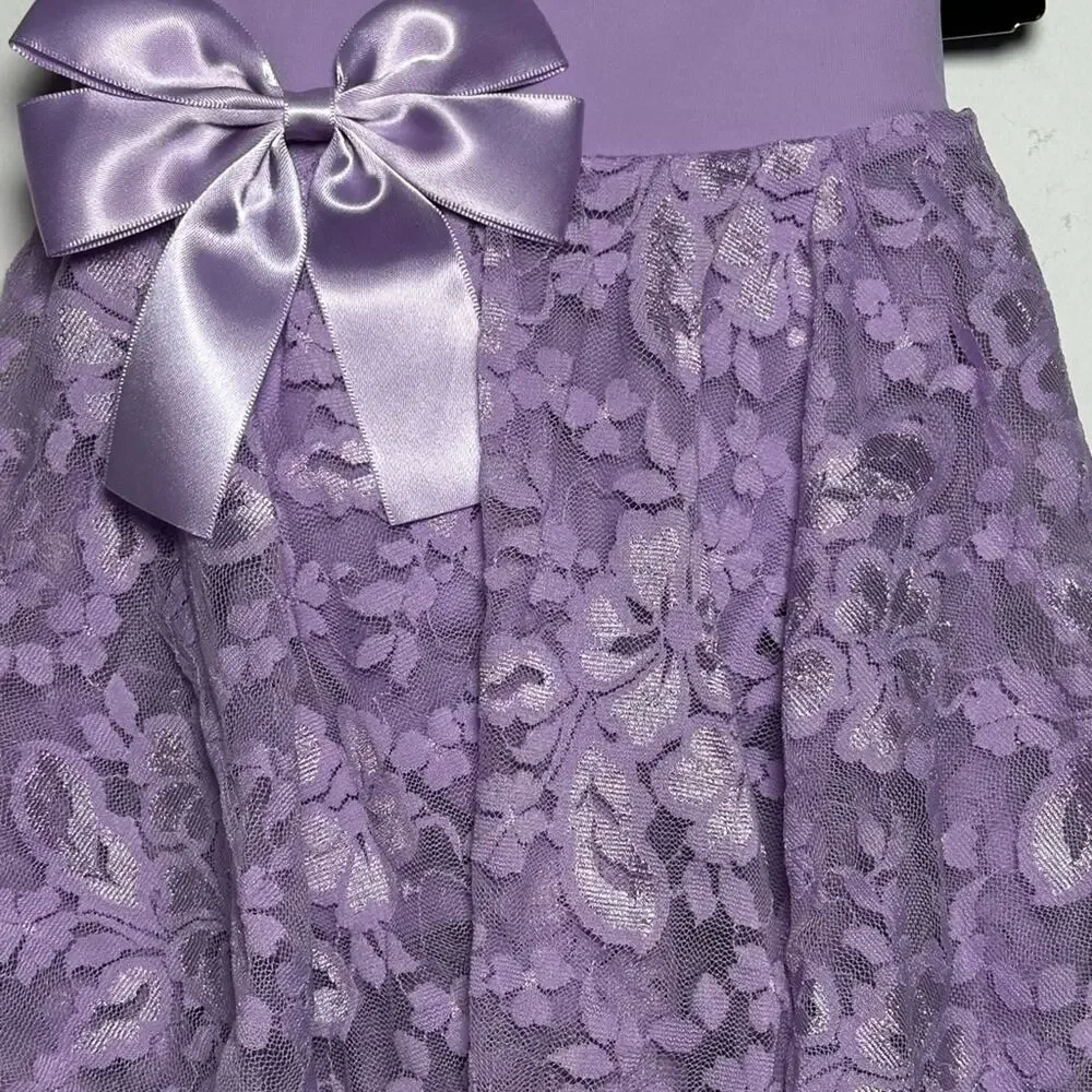 Theatricals Child Lavender Lace Off-Shoulder Dance Leotard Costume Dress CXS NWT